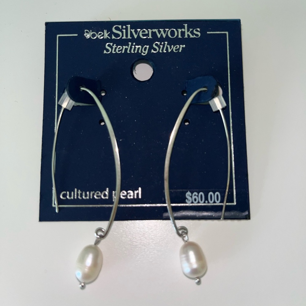 New, never been worn Sterling silver pearl earrings